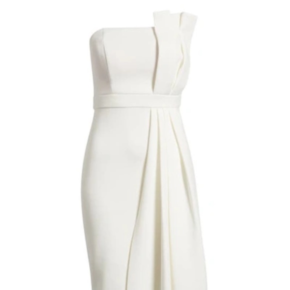 NEW Eliza J Strapless Scuba Crepe Cocktail Dress in Ivory - size 10 - Picture 4 of 10